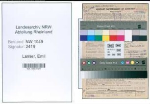 Entnazifizierung Emil Lanser , geb. 30.04.1887 (Malermeister)