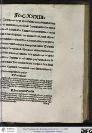 Continuatio: de passionibus extrinsecis entis mobilis de quibus in quarto phisicorum dicitur...