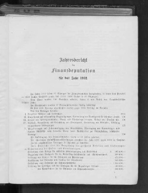 Jahresbericht der Finanzdeputation für das Jahr 1912.