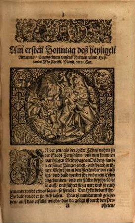 Postill Catholischer Predigen durch das gantze Jahr : inn drey Theil abgesetzt ; In dem ersten die Predigen auff alle Sontag ..., 1,[1]