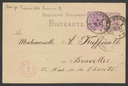 Postkarte an Antonie Speyer : 31.12.1881