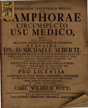 Diss. inaug. med. de camphorae circumspecto usu medico