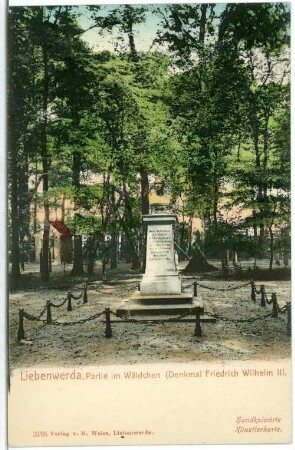 Liebenwerda. Wäldchen. Denkmal Friedrich-Wilhelm III.