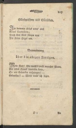 Verwunderung über die allezeit Fertigen