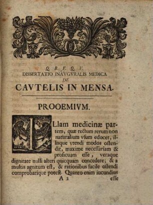 Dissertatio inauguralis medica de cautelis in mensa