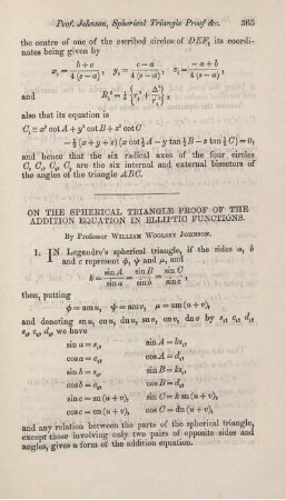 On the spherical triangles proof of the addition equation in elliptic functions.