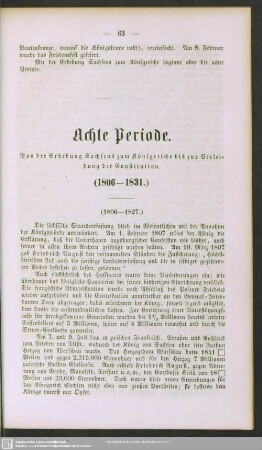Achte Periode. Von der Erhebung Sachsens zum Königreiche bis zur Verleihung der Constitution. (1806 - 1831)