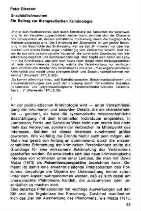 33-57, Unschädlichmachen. Ein Beitrag zur therapeutischen Kriminologie