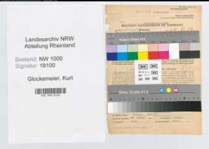 Entnazifizierung Kurt Glockemeier, geb. 02.05.1909 (Verw.Gehilfe)