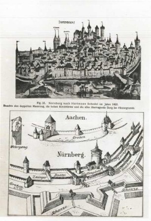 Nürnberg : Nürnberg, Stadtansicht nach Hartmann Schedel um 1493