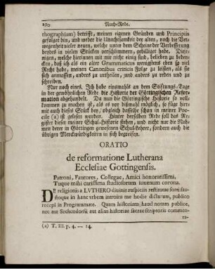Oratio de reformatione Lutherana Ecclesiae Gottingensis
