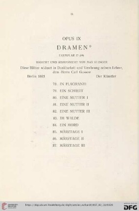 Opus IX. Dramen* (Nr. 78-87)