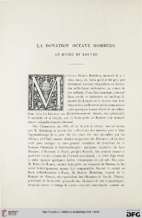 3. Pér. 39.1908: La donation Octave Homberg au Musée du Louvre