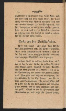 Gesez von der Beischläferinn.