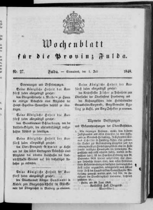 Nr. 27, Ausgabe vom 1. Juli 1848