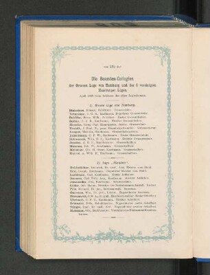 Die Beamten-Collegien der Grossen Loge von Hamburg und der 5 vereinigten Hamburger Logen.