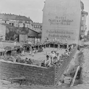 Rep. Kaschwitz : Kaschwitz. Ort. Baustelle mit Arbeitern