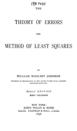 The Theory of Errors and Method of Least Squares