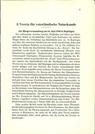 I. Verein für vaterländische Naturkunde