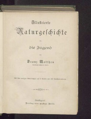 Illustrierte Naturgeschichte für die Jugend