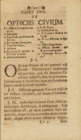 Caput XVIII. De Officiis Civium