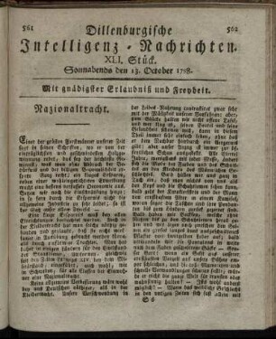 XLI. Stück. Sonnabends den 13. October 1798.
