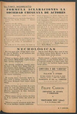 Fórmula aclaraciones la sociedad uruguaya de actores : Último momento