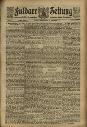 Erste Ausgabe vom Donnerstag, den 28. September 1911.