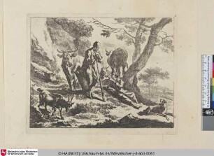 [Der alte Hirt und der liegende Junge; Old herd talking to a reclining young herd]