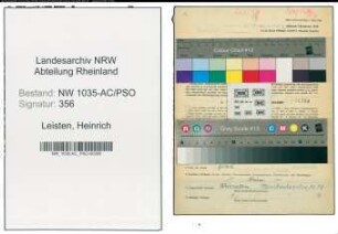 Entnazifizierung Heinrich Leisten , geb. 11.12.1904 (Hauer)