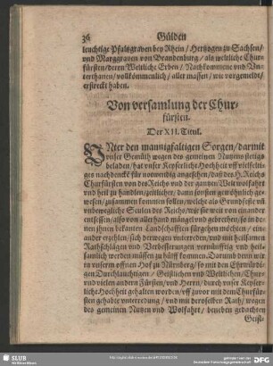 Von versamlung der Churfürsten