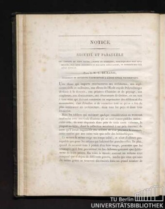 Notice. Recueil Et Parallèle.