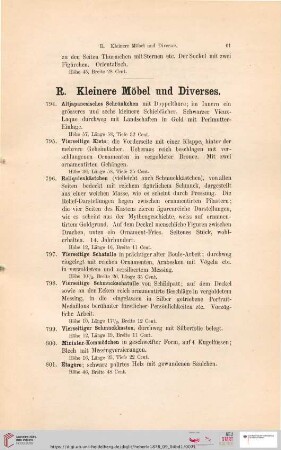 R. Kleinere Möbel und Diverses (Nr. 794 - 806)
