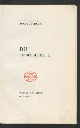 Du : Liebesgedichte