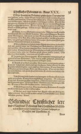 Bestendige Christlicher lere und Glaubens Bekentnis des ... Herrn Johans Hertzogen zu Sachssen/ und Churfürsten etc.