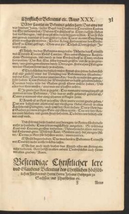 Bestendige Christlicher lere und Glaubens Bekentnis des ... Herrn Johans Hertzogen zu Sachssen/ und Churfürsten etc.