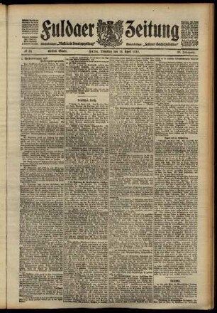 Erste Ausgabe vom Dienstag, den 16. April 1912.