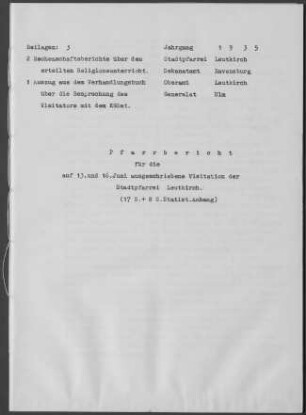Leutkirch I: Pfarrbericht 1935