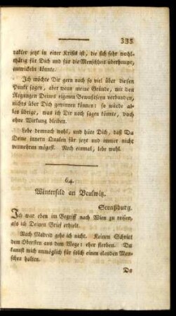 64. Winterfeld an Beulwitz.