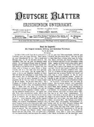 Paul de Lagarde : ein Prophet deutscher Bildung und deutschen Volkstums ; (Fortsetzung)
