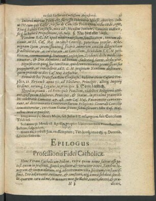 Epilogus Professionis Fidei Catholicae.