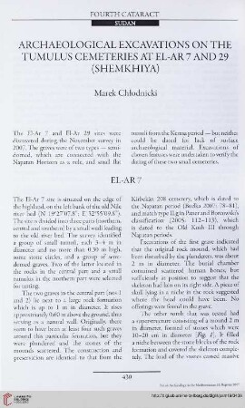 19: Archaeological excavations on the tumulus cemeteries at el-Ar 7 and 29 (Shemkhiya)