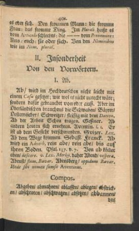 II. Insonderheit. Von den Vorwörtern.