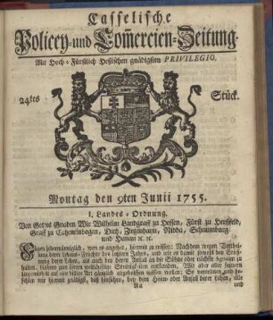 24tes Stueck, Montag den 9ten Junii 1755