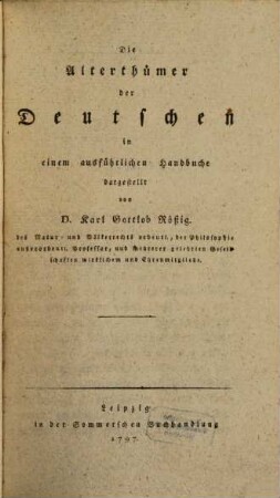 Die Alterthümer der Deutschen