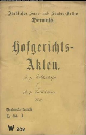 Witkenhöfen (Wittigenhöfen), Jobst Meier zu gegen Tönnies Meier zu Lückhausen - Schuldforderung