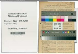 Entnazifizierung Johanna Hoefferle , geb. 18.10.1900 ()