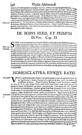De Bobus Feris, et Primum De Uro. Cap. II.