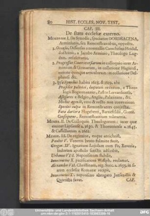 Cap. III. De statu ecclesiae externo.