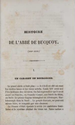 Histoire de l'Abbé De Bucquoy